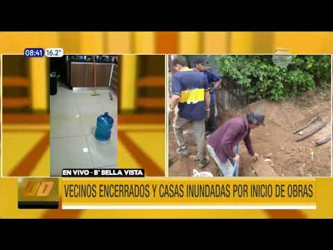 Vecinos encerrados e inundados por inicio de obras en Asunción