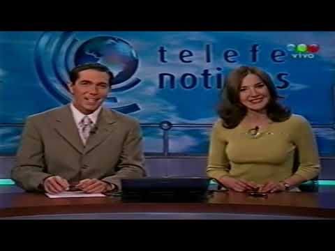 Cristina Pérez y Rodolfo Barili conducen un Flash de Telefe Noticias - Telefe (2003)