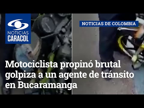 Motociclista propinó brutal golpiza a un agente de tránsito en Bucaramanga