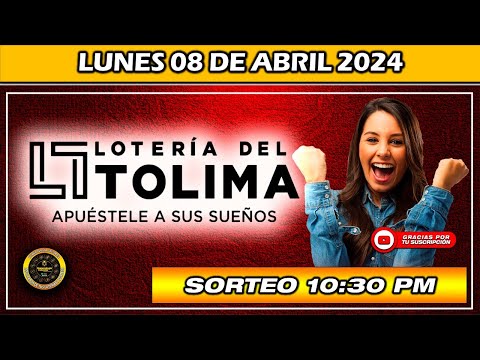 Resultado de LOTERIA DEL TOLIMA del LUNES 08 de Abril 2024
