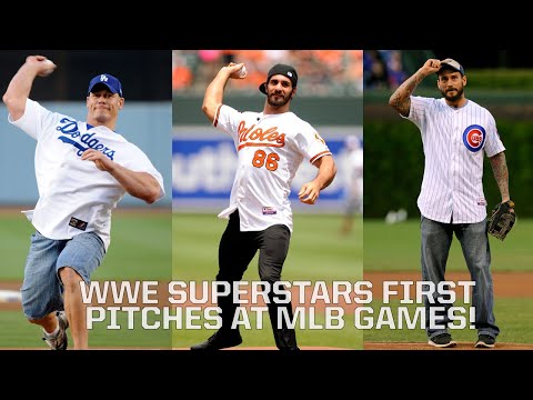 WWE Superstars first pitches! (Ft. John Cena, Seth Rollins, LA Knight & more)