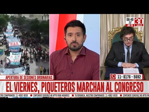 Piqueteros marcharán al Congreso durante el discurso de Javier Milei de este viernes