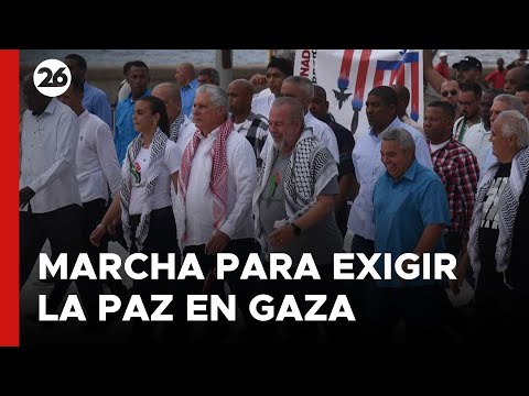 Presidente cubano encabeza marcha para exigir la paz en Gaza | #Reuters