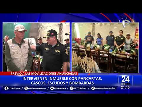 PNP Incauta escudos, bombas y cascos para la quinta Toma de Lima