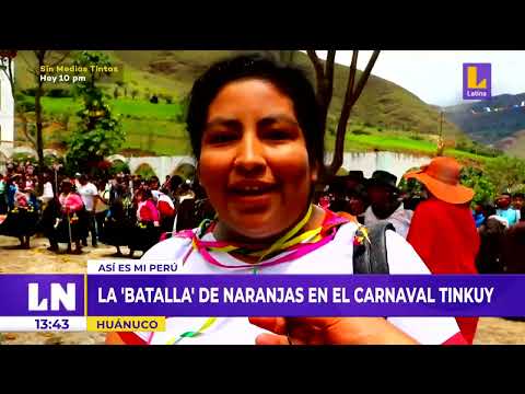 La batalla de naranjas en el carnaval Tinkuy en Huánuco