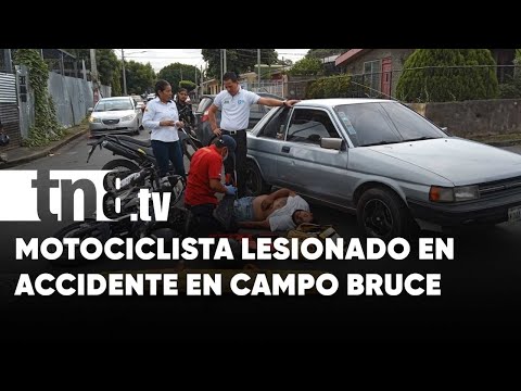 Conductor se pasa el Alto y choca a motorizado en Campo Bruce, Managua - Nicaragua