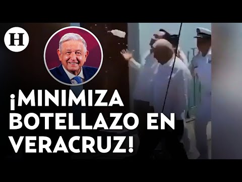 “Hasta la pude haber agarrado” AMLO bromea sobre la botella que le lanzaron en Veracruz