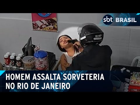Polícia procura de homem que assaltou sorveteria no RJ | SBT Brasil (15/03/24)