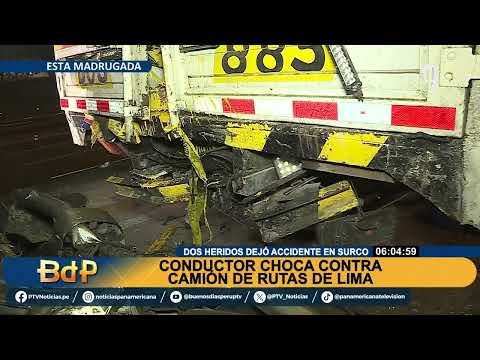 Surco: choque entre camioneta y camión de Rutas de Lima deja dos heridos