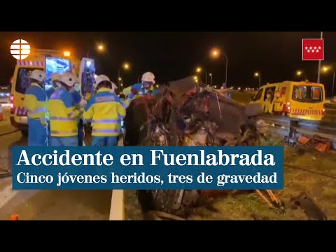 Cinco jóvenes heridos, tres de ellos graves, en un accidente de tráfico en Fuenlabrada