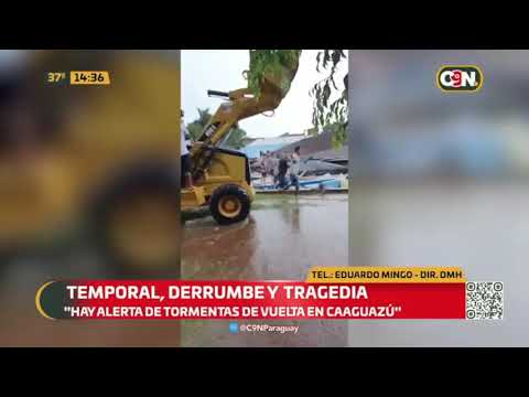 Temporal, derrumbe y tragedia en Caaguazú