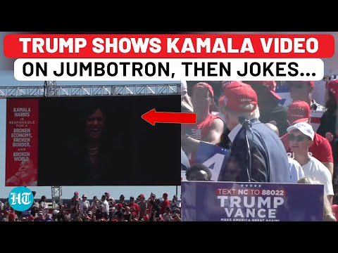 Trump Mocks Kamala With Jumbo Screen Reel, Then Snubs Her Big Request | US Election | Debate