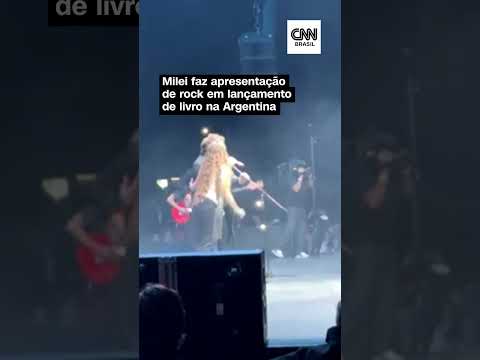 Presidente da Argentina, Javier Milei solta a voz durante lançamento de livro