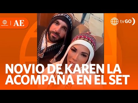 El novio de Karen Dejo la acompaña en el set | América Espectáculos (HOY)