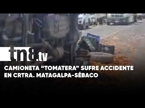 Camioneta cargada de tomates se vuelca en la carretera Sébaco-Matagalpa