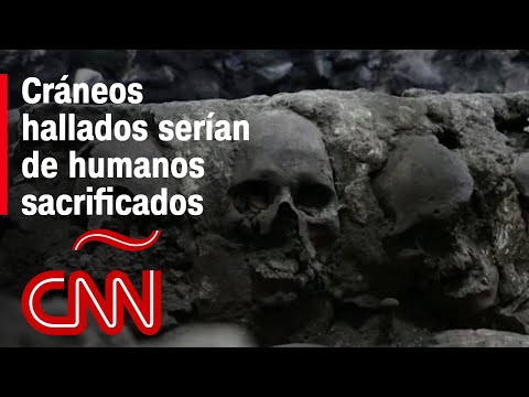 Descubren más de 100 cráneos en sitio azteca en Ciudad de México en torre  Huei Tzompantli