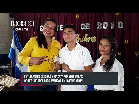 Apoyo para la educación: Entregan bono de bachiller en Rivas y Boaco - Nicaragua