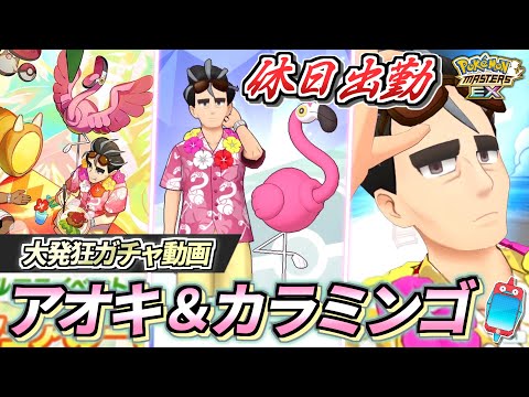 【ポケマスEX】休日出勤させたいほど超有能!!✨『アオキ＆カラミンゴ』大発狂ガチャ＆☆6EX強化して使ってみた動画【ポケマス/ポケマスEX5.5周年/ポケモンマスターズ】