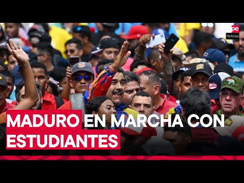 Maduro marcha con estudiantes tras lanzar equipo de campaña en Venezuela
