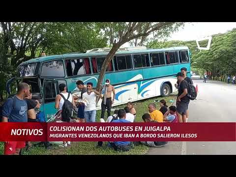 Colisionan dos buses en Juigalpa con migrantes venezolanos a bordo