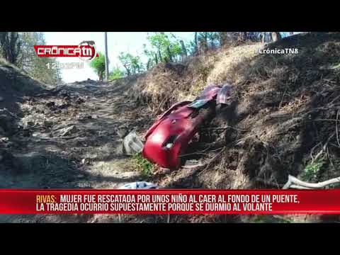 Viva de milagro al caer con carro de un puente en Ctra. Panamericana Sur - Nicaragua