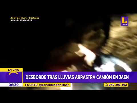 Desborde de río arrastra a camión en Jaén