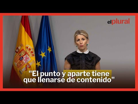 Yolanda Díaz lanza un dardo a Feijóo y exige al PSOE cumplir íntegro el acuerdo de coalición