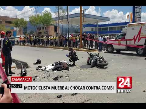 Cajamarca: motociclista murió tras terrible choque contra combi