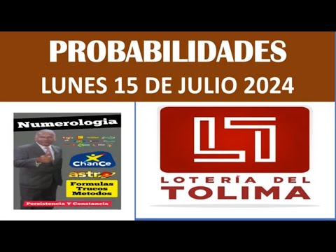 PROBABILIDADES PARA JUGAR LA LOTERIA DEL TOLIMA HOY LUNES 15 de julio de 2024 #loteriadeltolima