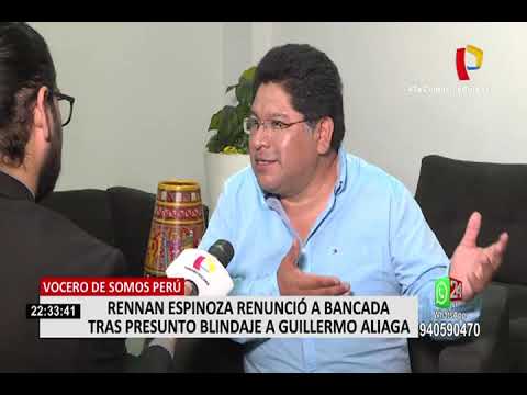 Rennán Espinoza renunció a bancada Somos Perú tras presunto blindaje a Guillermo Aliaga