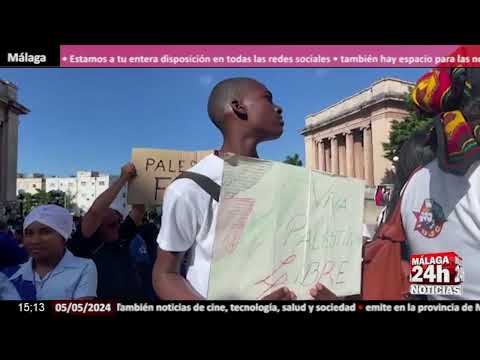 Noticia - Estudiantes cubanos salen a la calle para apoyar al pueblo palestino