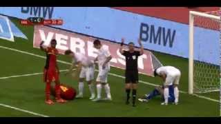 فيديو – تعرض كومباني لكسر في الأنف و ارتجاج دماغي في مباراة صربيا