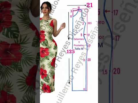 patrón de vestido casual talla M solo para telas con elasticidad margen de costura agregado