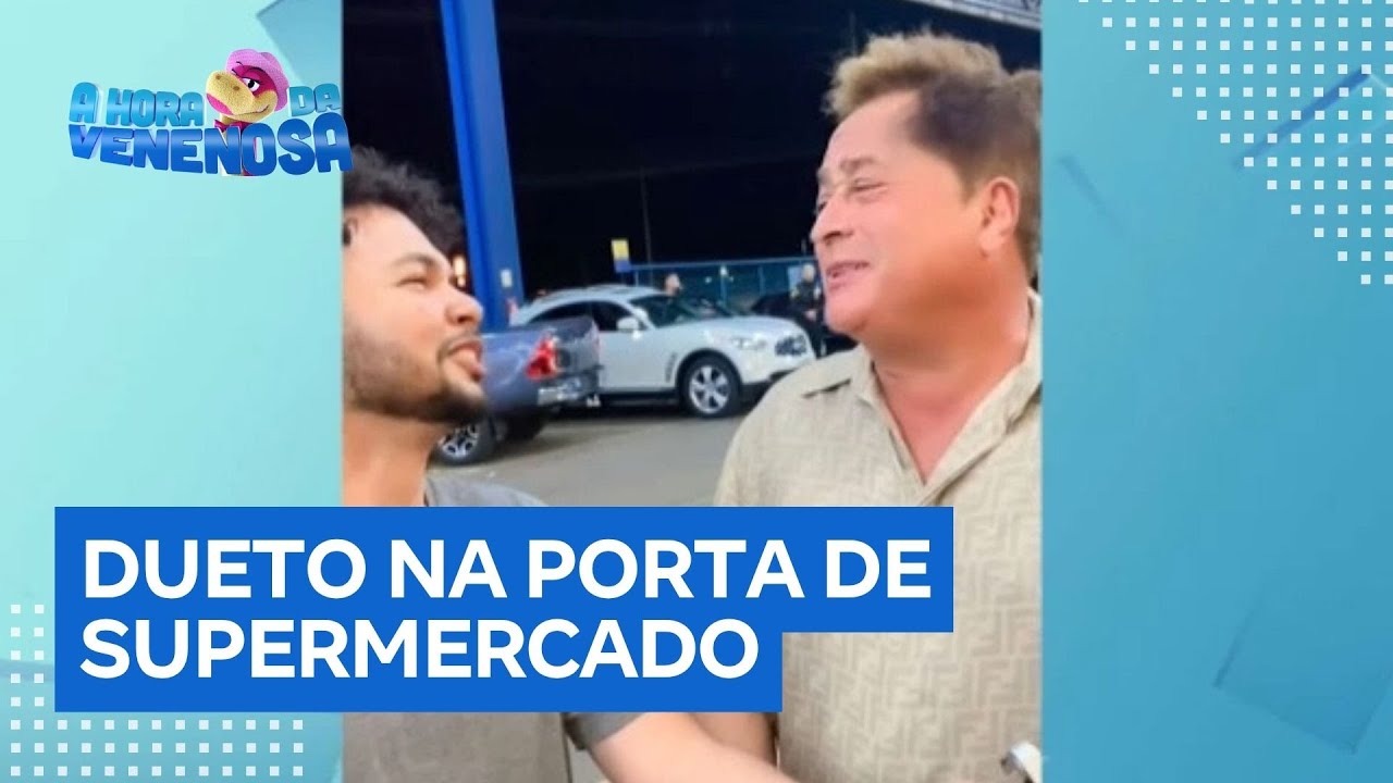 Leonardo faz dueto na porta de supermercado com jovem que sonha em ser cantor