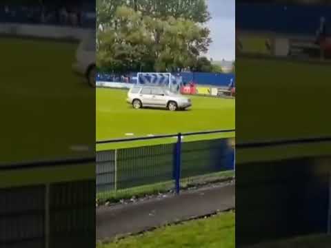 Funeral hearse drives onto football pitch in Gateshead