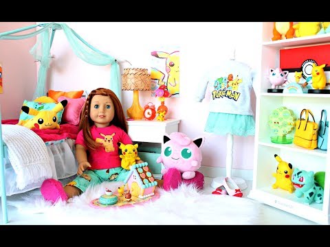 American Girl Doll Pokemon  Room Set Up &  Play