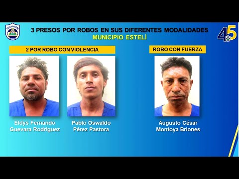 Policía Nacional reporta 12 personas detenidas por diversos delitos en Estelí