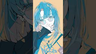 リズムに合わせて目を閉じてね/最終的なな線画と完成した絵。♫-星茶会/灰澈　#イラストメイキング #イラスト #art #rhythmgam