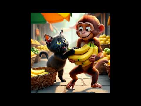Banana thief vs Angry kitten! #newcartoon #ai #3danimation #catcartoon #cartoon #ytshorts #yt