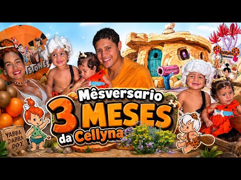 Mêsversario de 3 meses da bebê Cellyna com o tema *Os Flintstones* Making off 