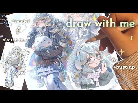 Draw with me ☁✨ sketch to render, real time process, ipad asmr, cute character design