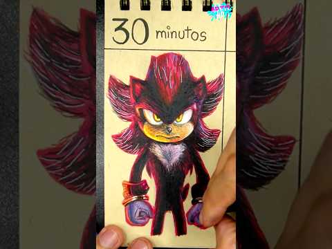 DIBUJO A SHADOW EN 30 M, 3M, 30 SEG! 😲 #sonic #arte #colores #comodibujar #art #shadow #sonic3