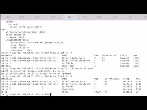 Apstra & CN2 Integration Demo 4 – Virtual networks in CN2 & Kubernetes Automatically Created