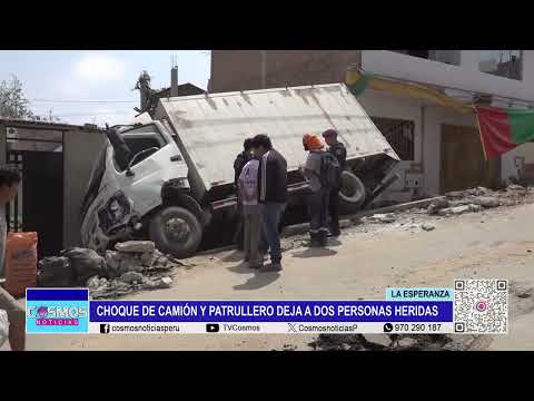 La Esperanza: choque de camión y patrullero deja a dos personas heridas