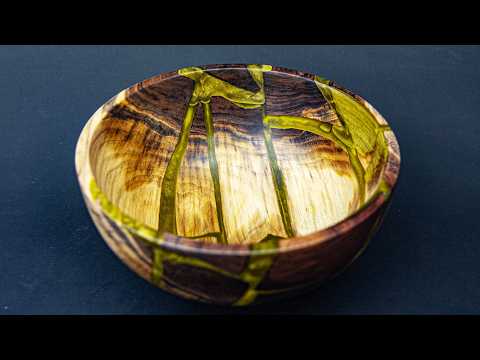 I Repaired a Broken Walnut Bowl with Gold Resin
