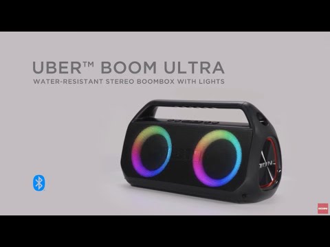 ION Audio Uber™️ Boom Ultra Water-Resistant Bluetooth®️-Enabled Stereo Boombox With Lights