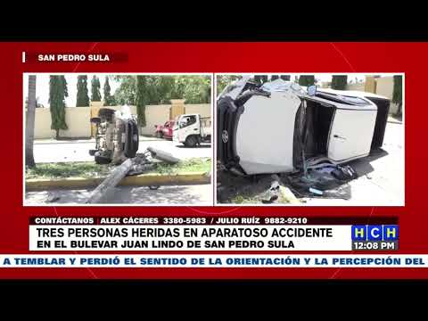 Tres heridos, deja aparatoso accidente en el bulevar Juan Lindo, SPS