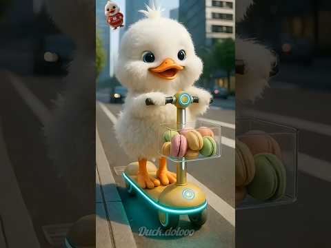 Little duck bought colorfull macaron desserts. #duck #shorts #cute #duckling