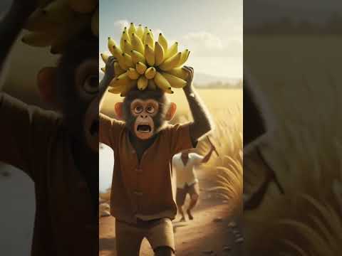 Monkey want to eats banana, but man got emotional #amaan #ai #trending #short #monkey