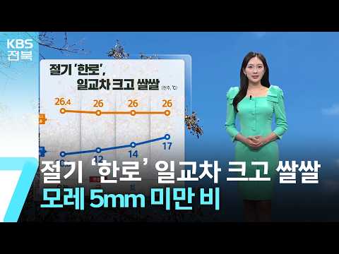 [날씨] <strong>절기</strong> ‘한로’ 전북 일교차 크고 쌀쌀…모레 5mm 미만 비 / KBS  2026.10.08.